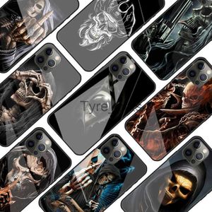 Handyhüllen Fashion Skull Skeleton Grim Reaper Glas-Telefonhülle für iPhone 11 12 13 Pro XR X 7 8 XS Max 6 6S Plus SE Mobiltelefone Abdeckung x0731