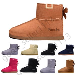 2023 Designer Kvinnor Snöstövlar Triple Black Chestnut Purple Pink Navy Grey Fashion Classic Kne Ankel Kort Boot Woman Keep Wart Designers Booties Shoes Gai