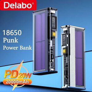 Cell Phone Power Banks Can DIY Power Bank 20000mAh 18650/21700 Powerbank Type C PD22.5W Two-way Fast Charge Transparent Phone Battery Portable Charger L230731