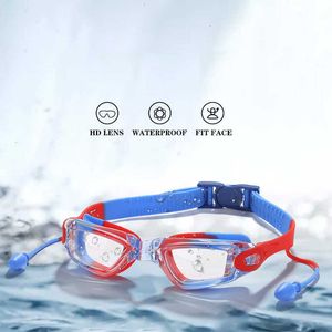 Kid Children Professional Waterproof Swim Goggles Anti Fog UV Protect HD Swimming Pool Water Sport Glasögon Eyewear With öronproppar