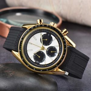 Classic Fashion Designer Luxury Sport Rubber Strap Men Watch Economical Classic Steel Vintage Three Eyes Quartz Movement Man Watch No Box