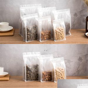 Packing Bags Frosted Stand Up Matte Plastic Zipper Bag Translucent Flat Bottom Pouch Smell Proof Coffee Snack Cookie Food Storage Reus Otabd
