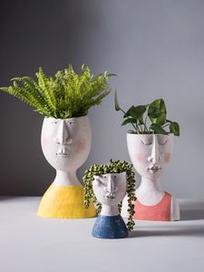 Vases Family Head Head Planterresin Vaseheadpotface Flower Potdecatorition Pormormome Arts 230731
