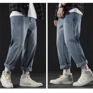 Jeans Masculino Casual Solto Para Homens Moda Coreano Streetwear Lavado Azul Calças Ao Ar Livre Lazer Em Linha Reta Jogging 2023