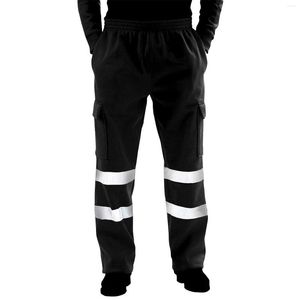 Men's Pants Mens 2023 Casual Sanitation Worker Men Reflective Strips Trousers Fleece Jogging Pantalones Hombre