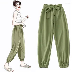 Spodnie damskie 2023 Spring Summer Green Sports High-Beisted Leggins Bloomers swobodne luźne spodnie do spodni Mujer