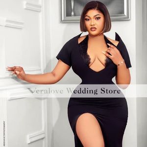 Sexy Black Dress for Formal 2023 Hlater Neck Aso Ebi Prom Party Wear Second Reception Gowns for Women