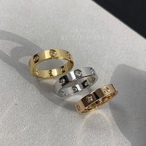 Любовь кольцо 3,6 мм 8 бриллиантов для женщины дизайнер размер 6-9 для мужчины бриллиантовое золото 18K T0P Качественное качественное качественное дизайнер изысканный дизайнер с изысканным подарком с коробкой 019