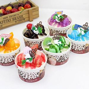 Flores decorativas simuladas sorvete imitação haagen-dazs frutas falsas sobremesas artesanato modelo sobremesa loja ornamentos adereços pogal