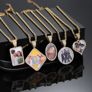 Charms Custom Po Pendant Halsband Personliga Hip Hop -smycken Gåvor för kvinnor Män 18K Guldpläterad rostfritt stål Memory Pendant 231031