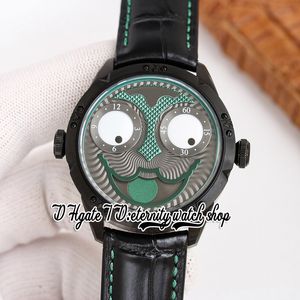 TWF V4S Japan NH35A Automatyczna męska zegarek Konstantin Chaykin Moon Faza Joker Zielona tarcza DLC Czarna stalowa obudowa Czarna skórzana pasek 2023 Super Edition Eternity Watches