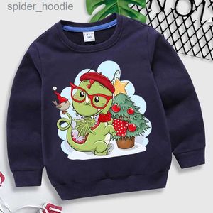 Mens Hoodies Moletons Natal Dinossauro Impressão Crianças Moletom Desenhos Animados Harajuku Outono Criança Manga Longa Pulôver Menina Menino Natal Dinossauro Hoodie L23110