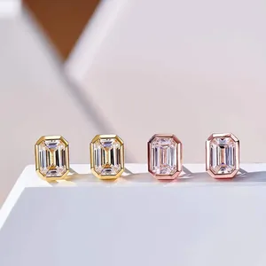 Studörhängen Huitan Fashion Contracted Style Trendy Women Gold Color/Rose Color Bright Zirconia Accessories for Daily Life