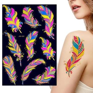 Tatuagem tintas fluorescente folha braço tatuagens à prova dwaterproof água pena realista glitter estilos falso temporário