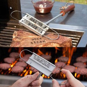 BBQ BRILL BRILL Branding Iron Iron Signatura Nome marcatura strumento di timbro Burger di carne hamburger 55 X e 8 spazi Accessori da forno