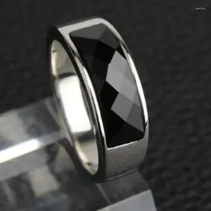 Cluster Rings Classic Creative Natural Purple Starry Sky Stone Men's Titanium Steel Finger Ring Korean Style Wedding Jewelry Accessories