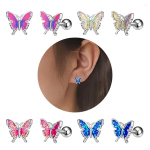 Brincos de parafuso prisioneiro 1 pc 16g borboleta aço inoxidável piercing brinco orelha cartilagem daith concha jóias para mulheres homens