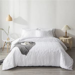 Sängkläder sätter Bonenjoy White Cover Däcke Set King Size Set Comporter med örngott för dubbelsäng enstaka linne Euro 231101