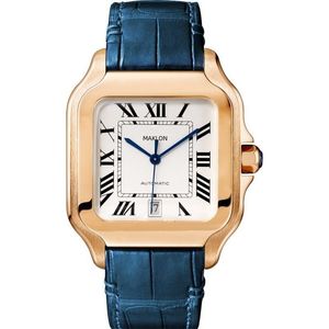 Designer de negócios relógio masculino relógio de moda automático aço banda de couro aço inoxidável vidro safira adequado luxo automático relógio quadrado mecânico