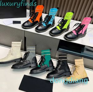 Real leather Ankle Boots Women's Platform Casual Lace Up Chunky Trendy Fashion Ankle Boots Luxury Boots Solid Color Knit Plain Toe