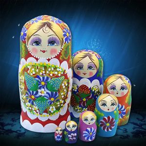 Bambole 7cc/set Bambola matrioska in legno Bambole russe Giocattolo per bambini Bambole che nidificano Dipinte a mano Decorazione della casa Regali di compleanno per bambini 231031