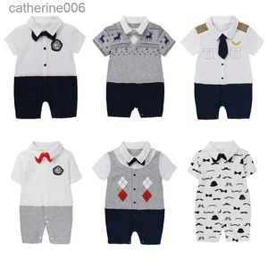 Jumpsuits baby boy kläder 0 till 3 6 12 18 månader kort ärm romper nyfödda bodysuits en bit föremål sommar för spädbarn jumpsuit costumel231101