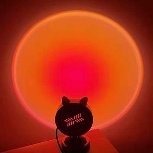 Ночные светильники светодиодные лампы Sunset Projector Night Light USB Атмосфера легкая фоновая настенная настенная отделка спальни декор комнаты ночные светильники Luces5V P230331