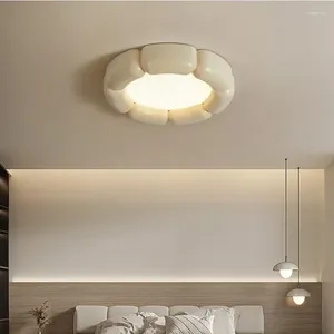 Taklampor nordiska wabi sabi krämig led rund sovrum monterade lampor vardagsrum hem dekor inomhus belysning fixtur