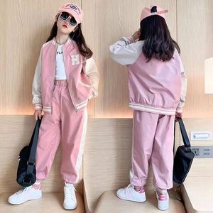 Kleidung Sets Girs Frühling Anzug Kinder Mode Baseball Uniform Sportswear Hip Hop Mantel Hosen Anzüge Jacken Hosen Set