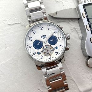 남자를위한 손목 시계 2023 New Mens Watches Tourbillon 5 스티치 자동 기계식 시계 최고 럭셔리 브랜드 스틸 및 가죽 벨트 남성 패션 월