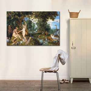 Oil Painting Print on Canvas the Fall of Man Adam and Eve Peter Paul Rubens Picture Poster for Living Room Wall Decor
