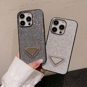 Beautiful designer flash diamonds Phone Cases For iPhone 15 14 13Pro 13 Pro Max 12 11 Pro 14Plus Fashion metal nameplate printing Cover