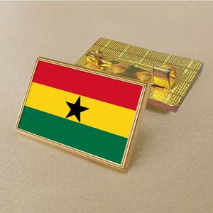 Party Ghana Flag Pin 2,5*1,5 cm zink gjuten PVC färgbelagd guld rektangulär medaljongemblem utan tillsatt harts