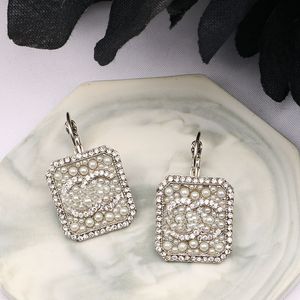 Gold Plated Designer Double Letter Stud Earring Fashion Women Pearl Wedding Party Gift High Quality Jewelry 20style