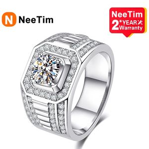 Anel Solitaire NeeTim Anel Para Homens Prata Esterlina Banhado A Platina Anel Lab Diamond Anéis Masculinos Jóias De Casamento Com Certificado GRA 231031