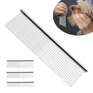 SML PET DOUBLE ROW COMB STAINLESS STEALLICE RAKE FOR PUPPY DOG DOG CAT Long Hair Shedding Grooming Brush 50PCS AAA9582341341