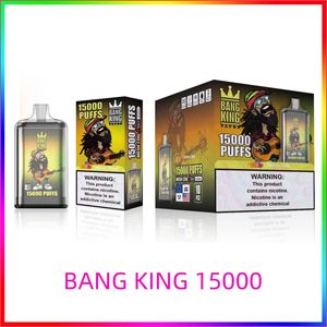 Bang King 15000 퍼프 15K 일회용 vape 펜 e 담배 650mah 충전식 배터리 25ml 포드 메쉬 코일 vaper vapes 일회용 미친 값