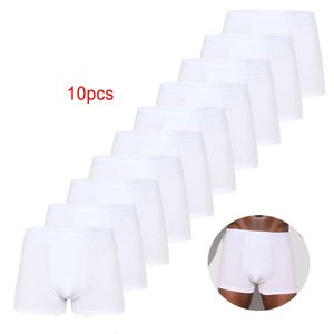 Underpants 10pcs Pack White 2023 Men Panties Cotton Underwear Male Brand Boxer And For Homme Luxury Set Shorts Box Slip Kit 231031
