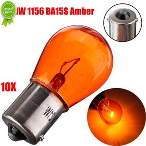 New 10Pcs 1156 1141 S25 12V21W BA15S Amber Brake Stop Tail Light Car Bulb Turn Signals Warning Lights 21W Turn Light Bulb Lamp