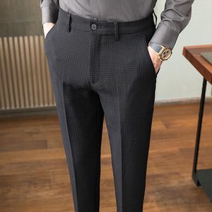 Garnitury męskie Wysokiej jakości Waffle Business Dress Men Slim Fit Casual Suit Class