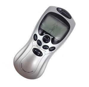 LCD-Zehner-Gerät, Akupunktur, digitales Therapiegerät, Massagegerät, Schmerztherapie + 4 Pads + 4-Wege-Kabel mit Netzteil