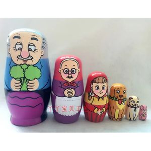 Pakiet lalek 6 szt. Śliczne drewniane zwierzęta Ręcznie malowane rosyjskie lalki gniazdowe Babushka Matryoshka Dolls Toys Prezenty Dekoracja domu 231031
