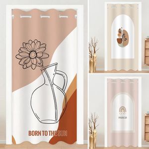 Curtain INS Style Door Geometry Printed Cabinet Screen Punchfree Partition Hanging Curtains for Kitchen Bedroom Home Decor 231101