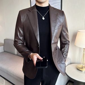 Mäns kostymer Blazers Autumn Winter Leather Jackets Male Slim fit Fashion Suit Blazers Brand Clothing Men Korean Style Coat 4xl 231031