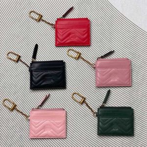 Women Designer Card Holder With Key Case Luxurys Mini Wallet Top Quality Zig Zag Leather Credit Cardholder Fashion 2G Marmont ID Case