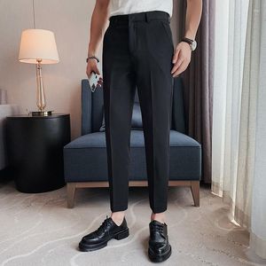 Herrdräkter 2023 Autumn Solid Color Pants Men Business Slim Fit Cotton Party High Quality Brand Clothing Casual Formal Trousers Man G140