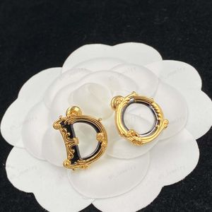 Luxury Designer Earrings, High quality Gold Vintage Court engraved floral Alphabet Stud earrings, classic Ladies jewelry, wedding, anniversaries, gifts, wholesale
