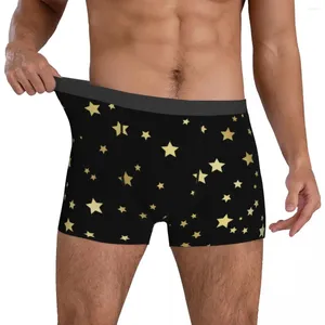 Underpants Gold Star Underwear Stars Pattern Men Boxer Brief Comfortable Trunk Sublimation Plus Size