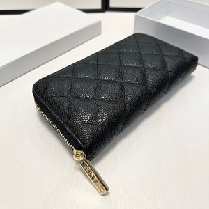 Portafoglio classico con doppia lettera di design di lusso Borsa pochette per borsa di moda da donna di marca francese Porta carte di credito da uomo in vera pelle di caviale lussuoso di alta qualità