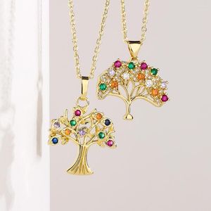 Pendant Necklaces Mafisar Fashion Luxury Gold Plated Color Zircon Lucky Tree For Women Party Birthday Valentine'S Day Gifts